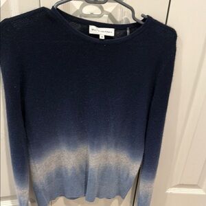 White + Warren Navy and Gray Gradient Sweater